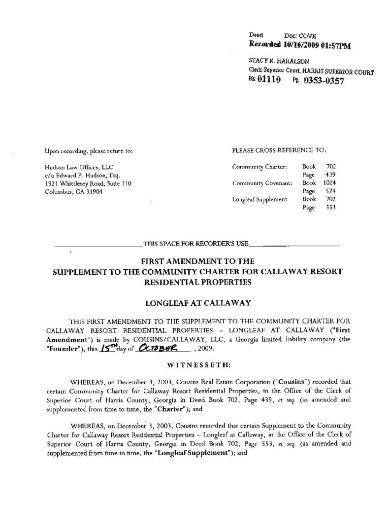 thumbnail of First Amendment to Charter Supplement for Longleaf