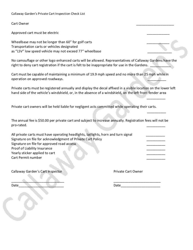 thumbnail of Golf Cart Inspection Checklist