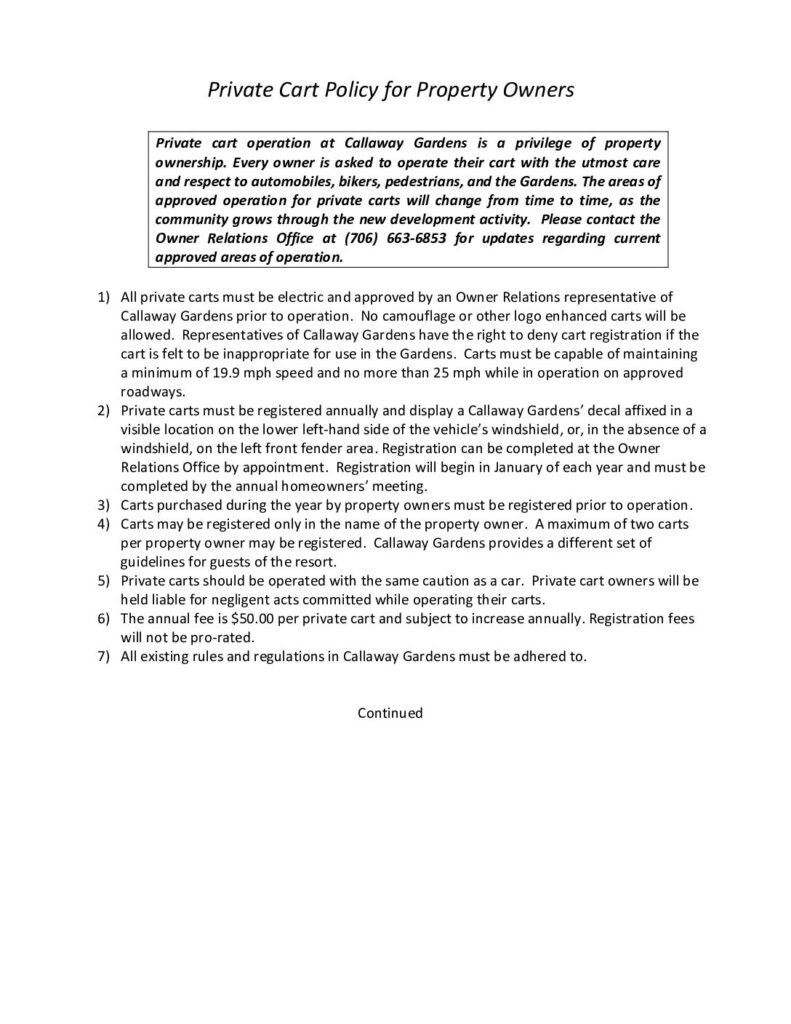 thumbnail of Golf Cart Policy