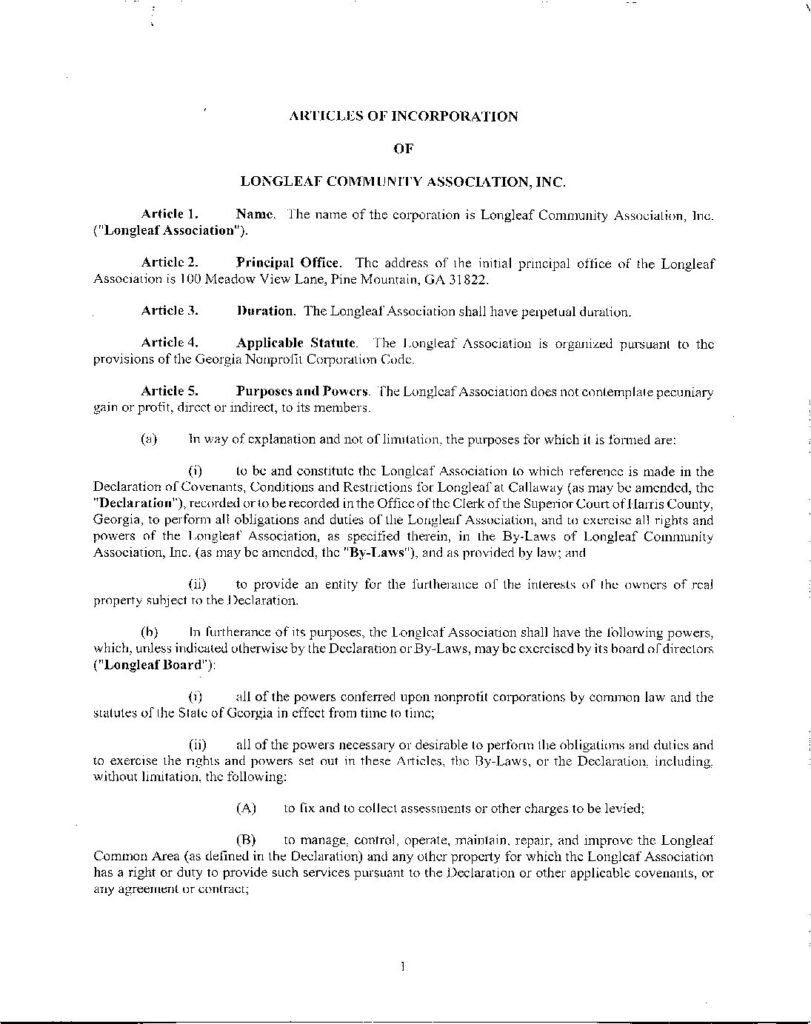 thumbnail of Longleaf Articles of Incorporation