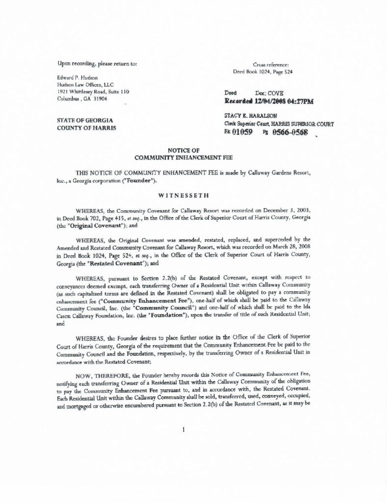 thumbnail of Notice of Community Enhancement Fee