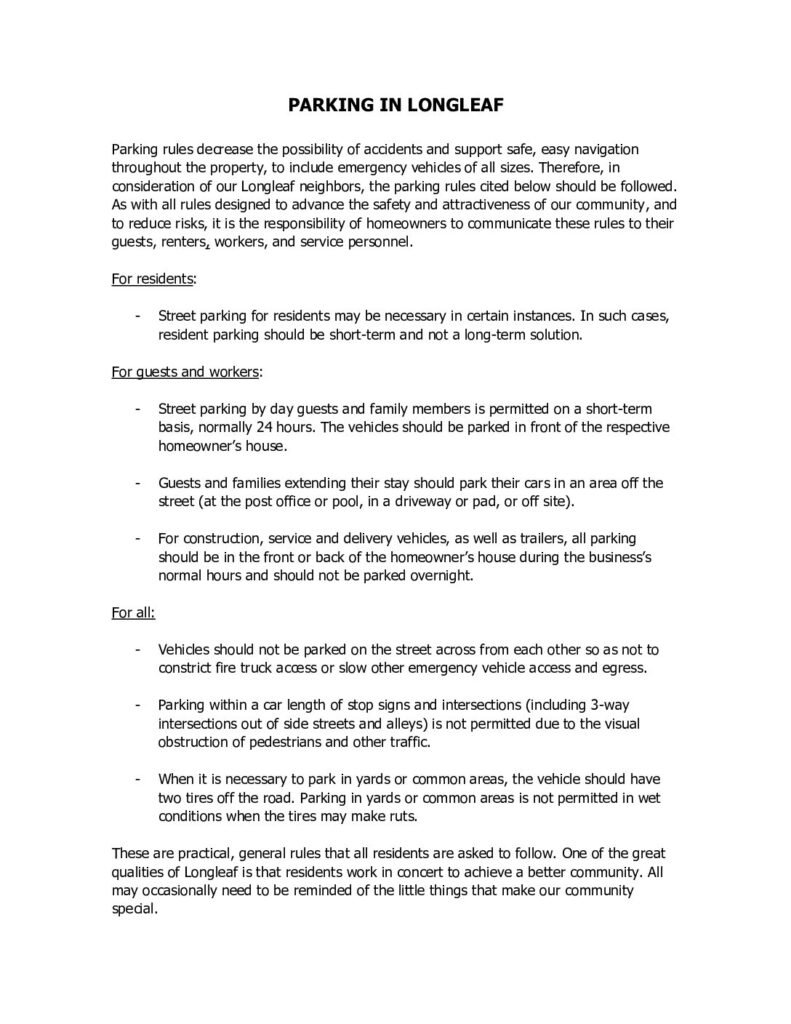 thumbnail of Parking in Longleaf Rules