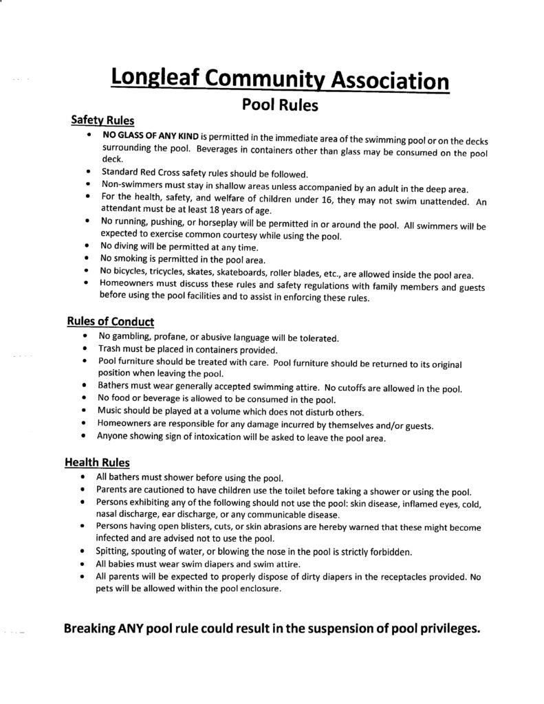 thumbnail of Pool Rules