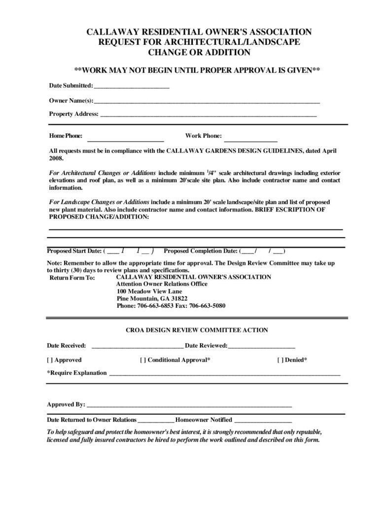 thumbnail of Request for Architectural-Landscape Change or Addition